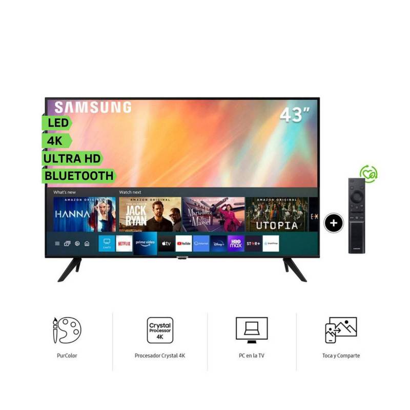 SAMSUNG - Televisor LED Smart TV 43 Cristal Ultra HD 4K UN43AU7090GXPE