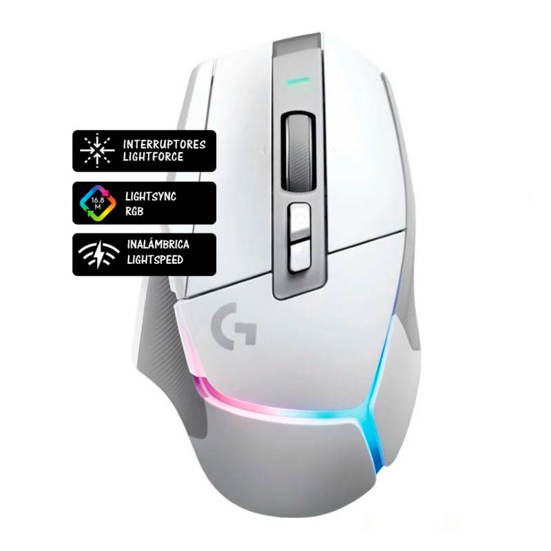 Mouse Logitech G502X plus LIGHTFORCE Inalambrico RGB - Blanco