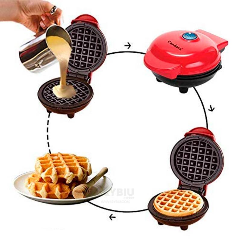 Mini Maquina para hacer Waffles Rojo