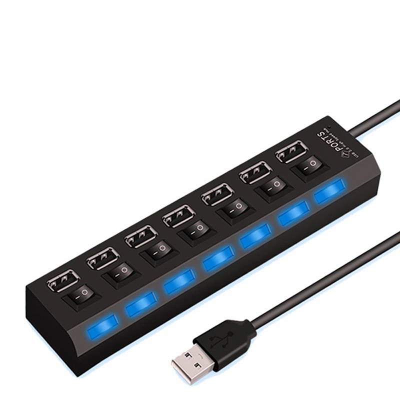 Hub USB 3.0 7 Puertos De Alta Velocidad Con Indicador Led - Electrolandia