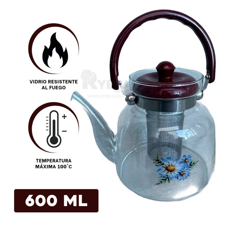 Tetera de vidrio resistente al calor, tetera de 400/600/800 ml