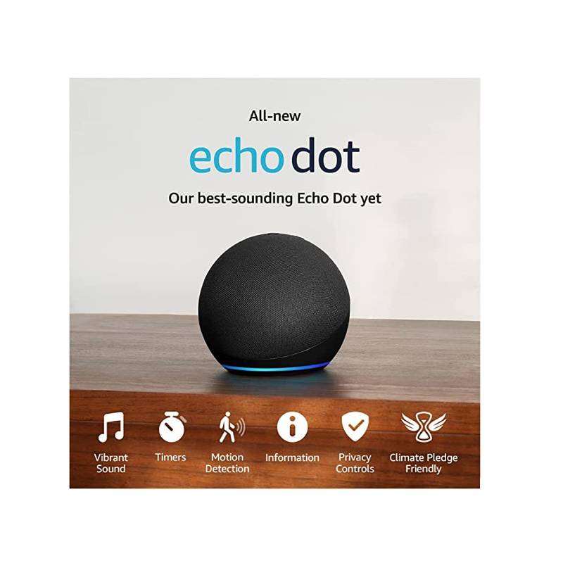 Echo Dot (5.ª generación, modelo de 2022) | versión internacional con  adaptador de corriente (15 W) de Estados Unidos | Parlante inteligente con  Alexa