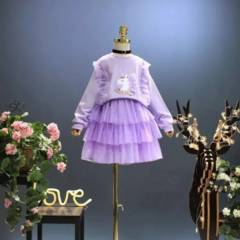 Vestido de Niña 2 sets de Unicornio Violeta