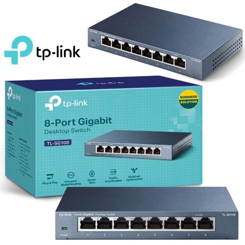 Switch 8 Puertos Tp-link TL-SG108 10/100/1000mbps rj45 lan GIGABIT TP LINK