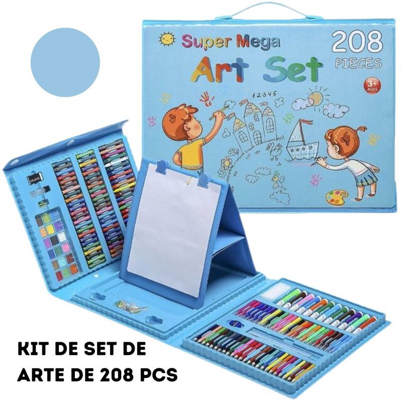 Mega Set de Arte y Dibujo para Niños de 208 Piezas Celeste