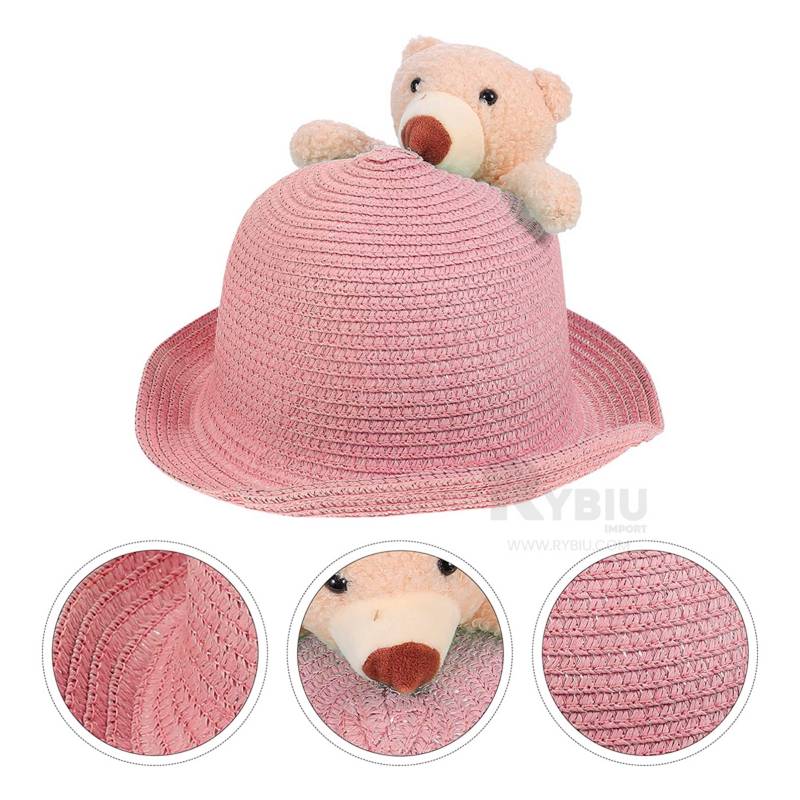 Sombrero de paja de oso para bebé niño