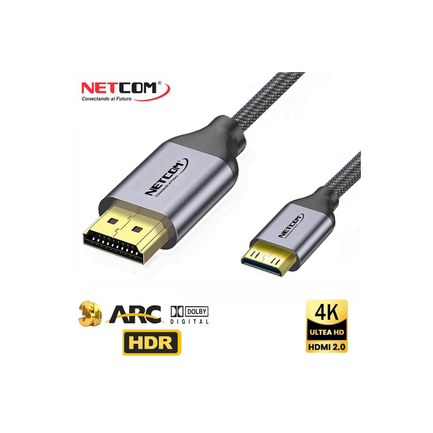 Cable Mini Hdmi a Hdmi 10 Metros NETCOM 2.0 4K 60 Hz ULTRA HD eARC GENERICO