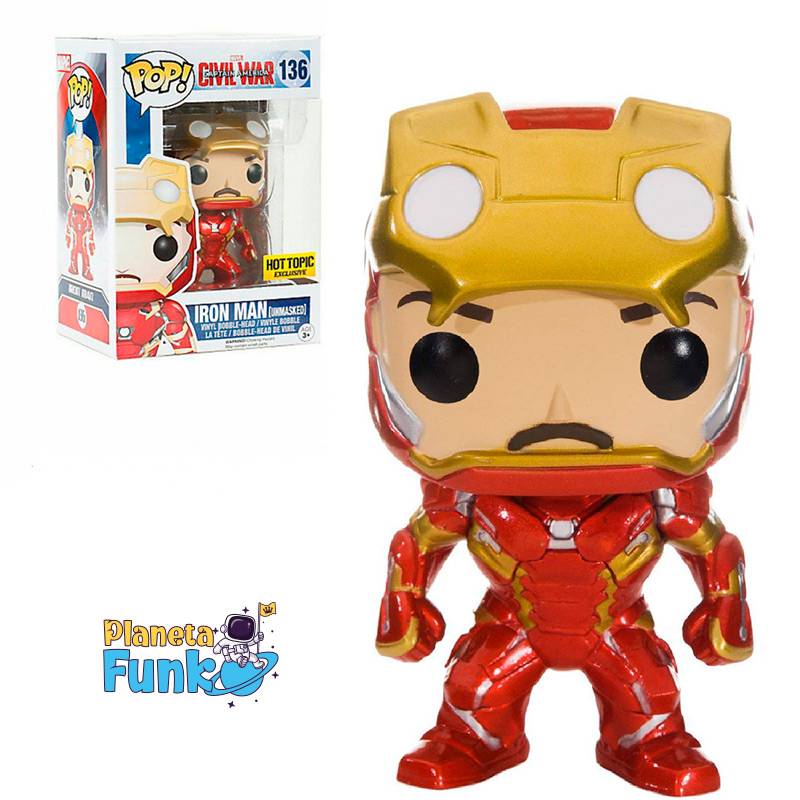 Funko Pop Marvel Avengers Civil War iron Man Unmasked 136 FUNKO