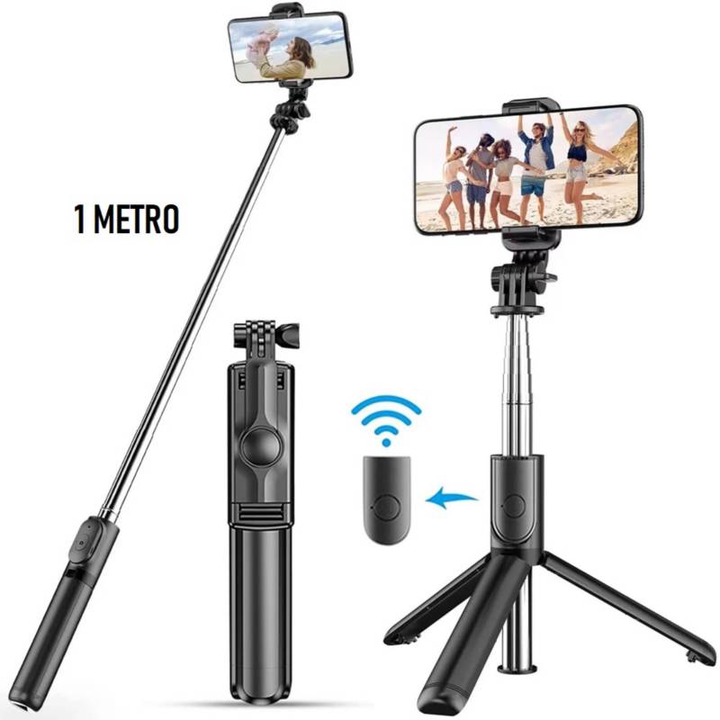 3-en-1 Palo Selfie Universal Bluetooth con Trípode - Negro