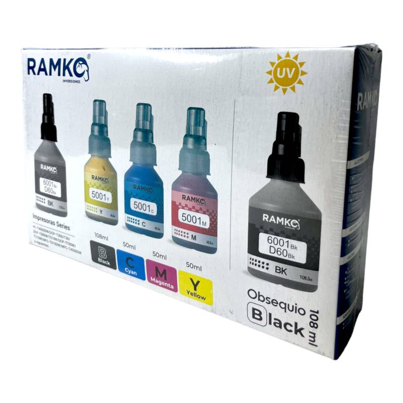 RAMKO - Pack de tinta compatible RAMKO 60/6001/5001 + 1 tinta bk de obsequio