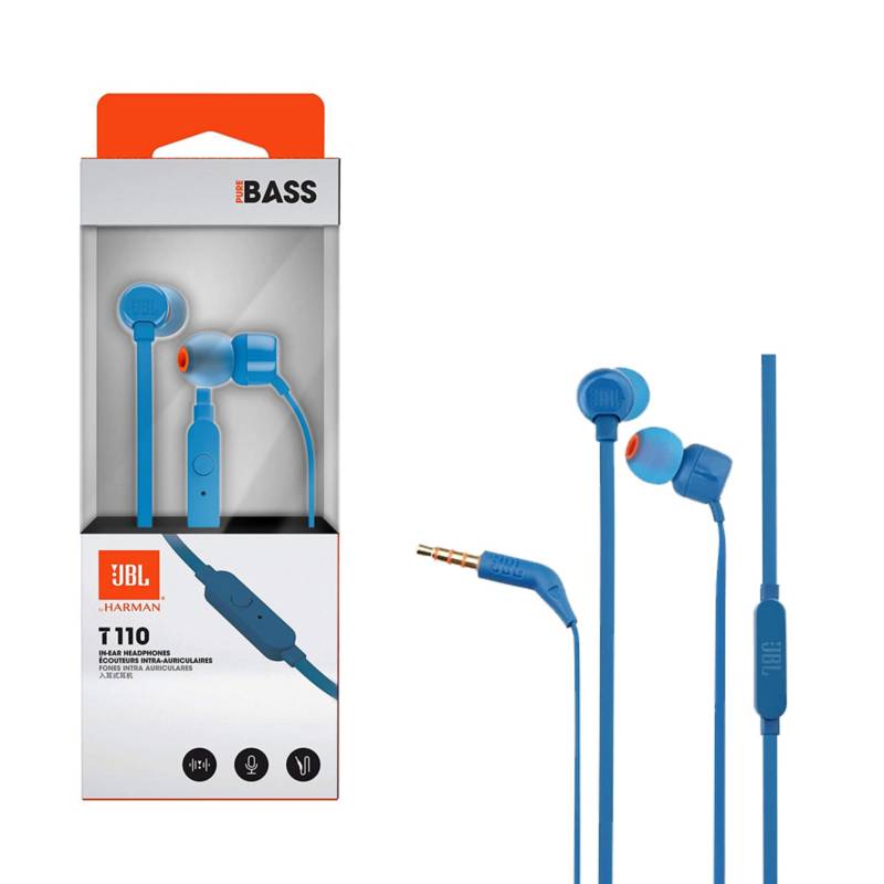 Audífonos JBL T110 In-ear Pure Bass Azul JBL