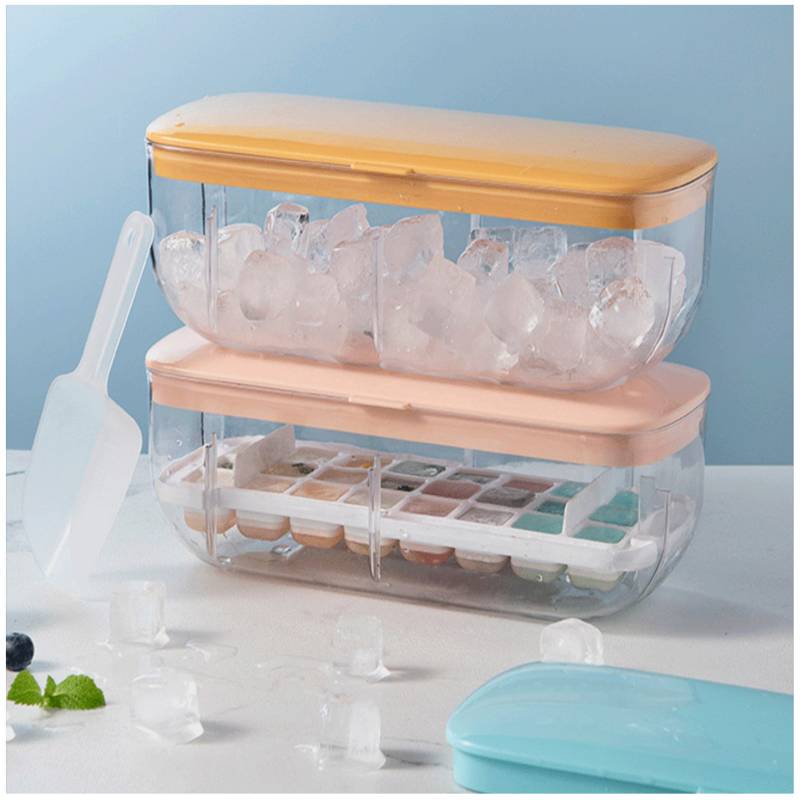 Bandeja de hielo de silicona, caja de hielo de verano con tapa
