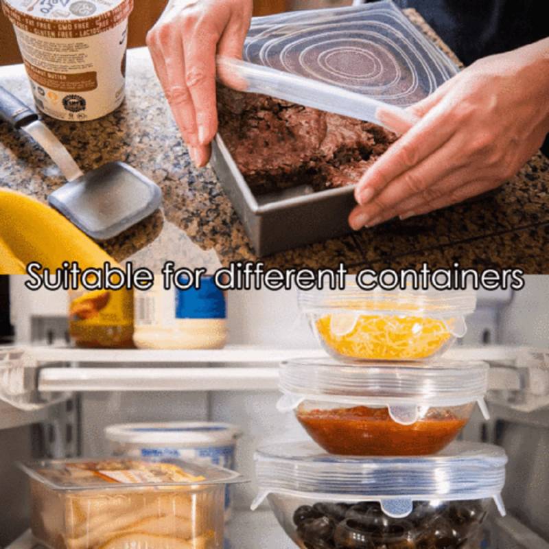 Set 6 Tapas Silicona Reutilizables Cuadrada Ajustable Cocina