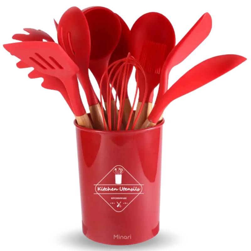 Ripley - SET DE CUCHARONES UTENSILIOS DE SILICONA PARA COCINA ROSADO 12PCS  528U