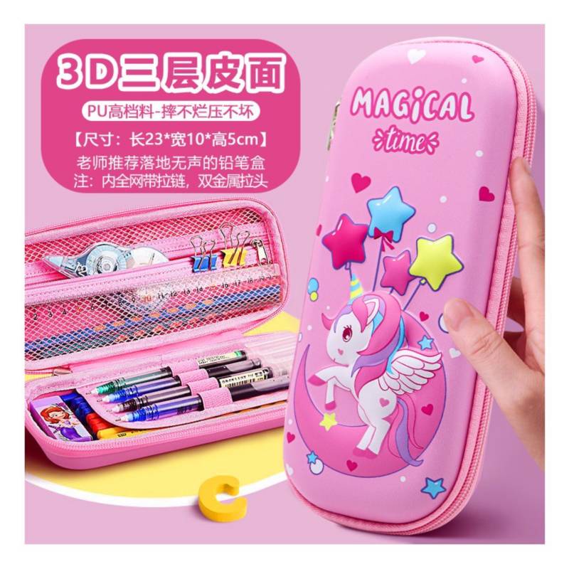 Cartuchera escolar kawaii modelo 3d para niñas - unicornio GENERICO