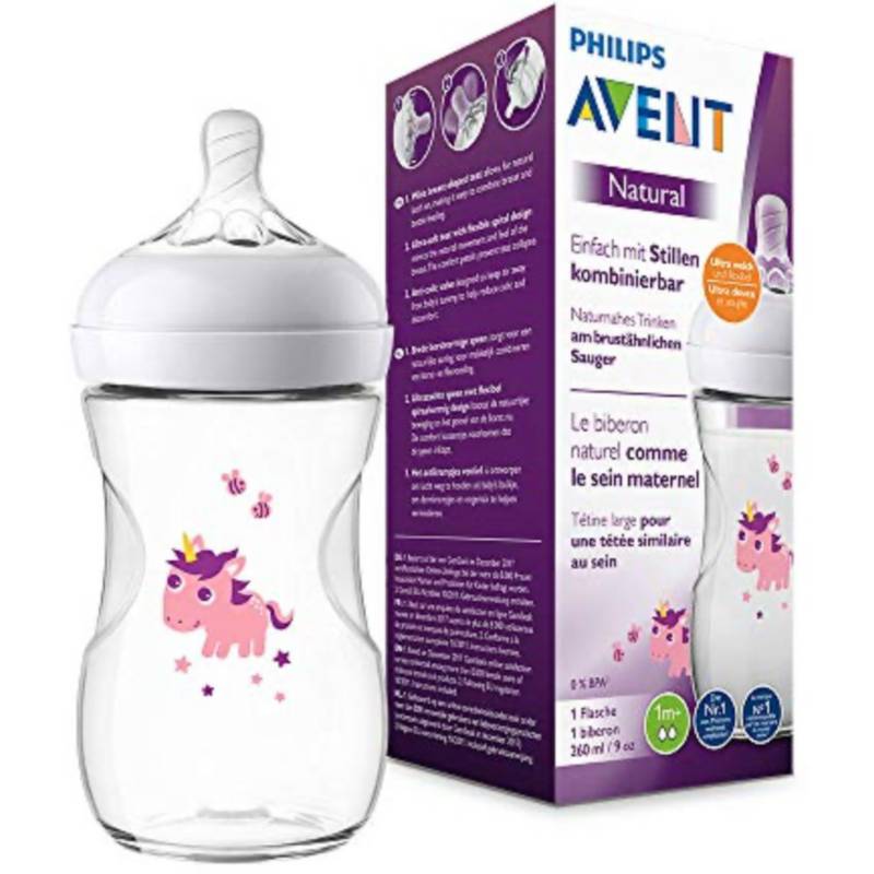 AVENT - Biberon Anticólico Avent Natural Unicornio 260 ml Sin BPA