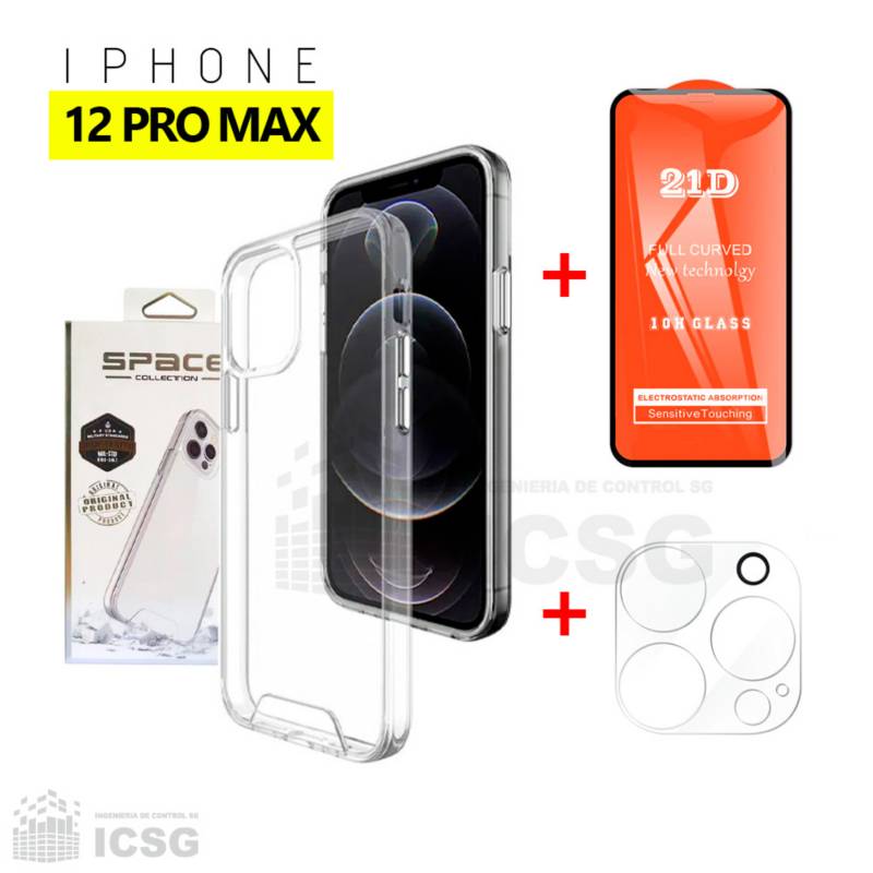 Case Space + Protector Pantalla + Mica para cámara iphone 12 Pro Max  GENERICO