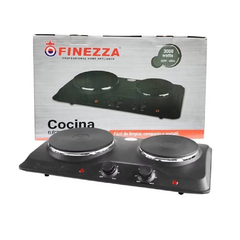 FINEZZA - Cocina Electrica Finezza 2 Hornilla -203D3N - Negro