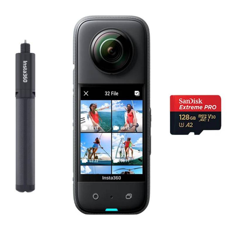 Pack de Cámara INSTA360 ONE RS 4K Edition + Invisible Selfie Stick +  Memoria de 64GB