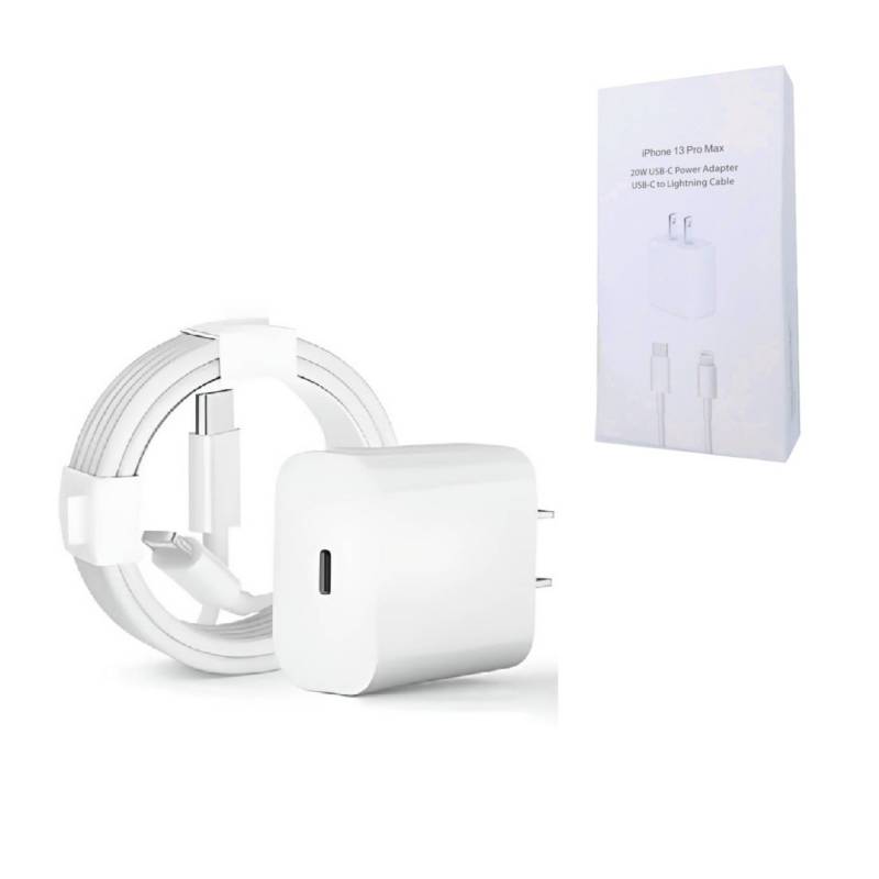 CARGADOR CUBO Y CABLE IPHONE 12 20w TIPO C A LIGHTING