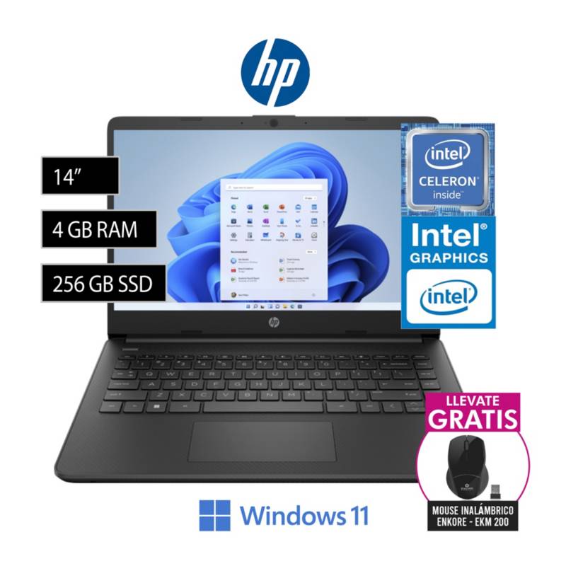 Laptop Hp 14 Dq0510la Intel Celeron N4120 4gb Ram 256gb Ssd Hp 4746