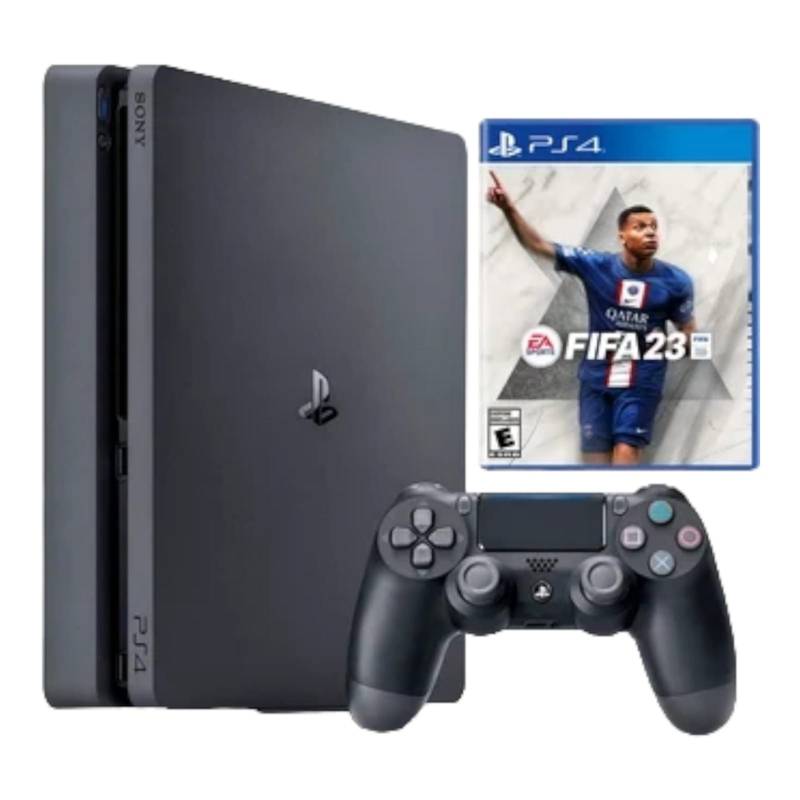 SONY - Consola PS4 Slim 1TB Negro + FIFA 23 Reacondicionada.