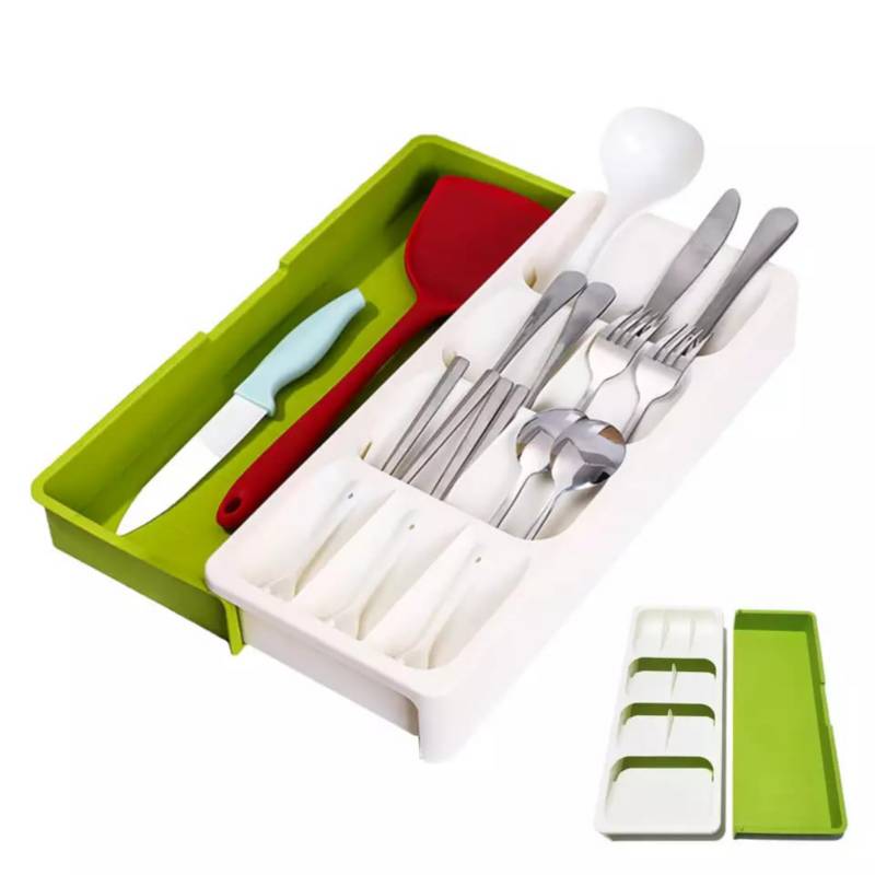 VILIA Organizador de cajones de cocina expandible con soporte para  cuchillos soporte para utensilios bandeja ajustable para cubiertos para  cajón