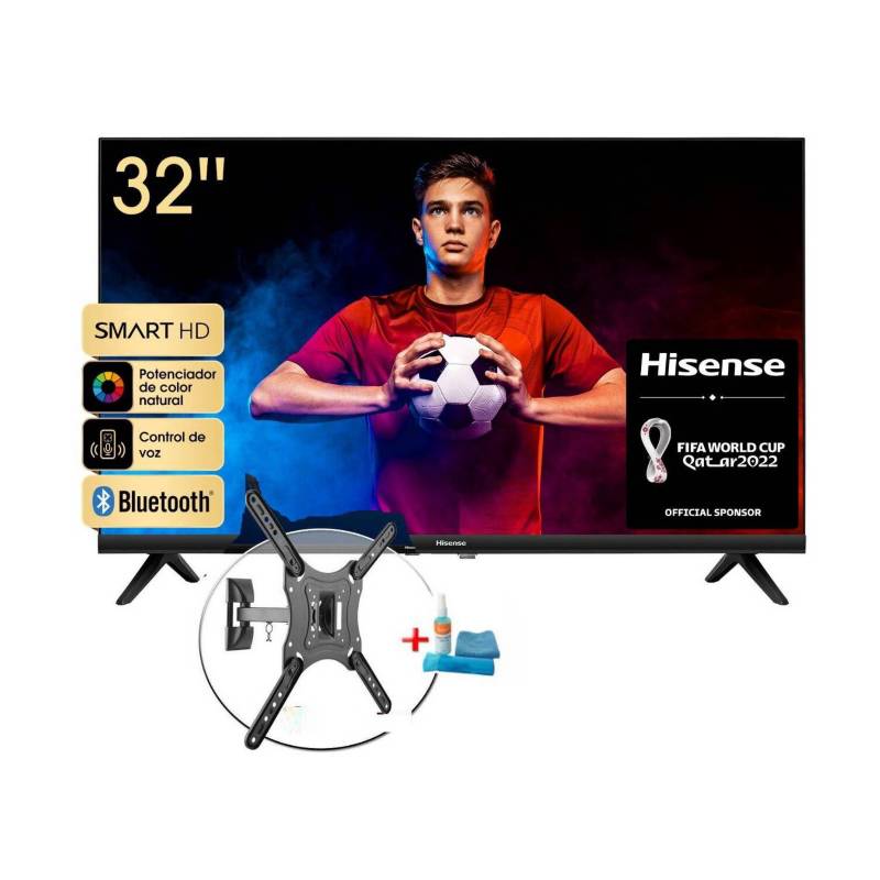 HISENSE - Televisor Hisense 32 LED Smart TV HD HDR 32A4H  Kit Rack