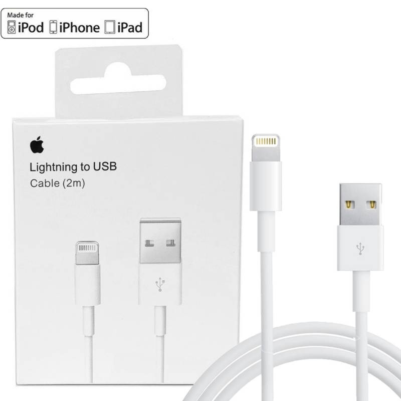 APPLE - Cable Usb De 2 metros para iPhone 6, 6S, 7, 7S, 8, 8 plus, x.
