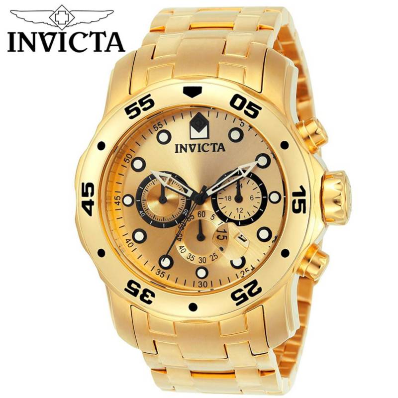 INVICTA - Reloj Invicta Pro Diver 0074 Fecha Cronometro Acero Inoxidable Dorado
