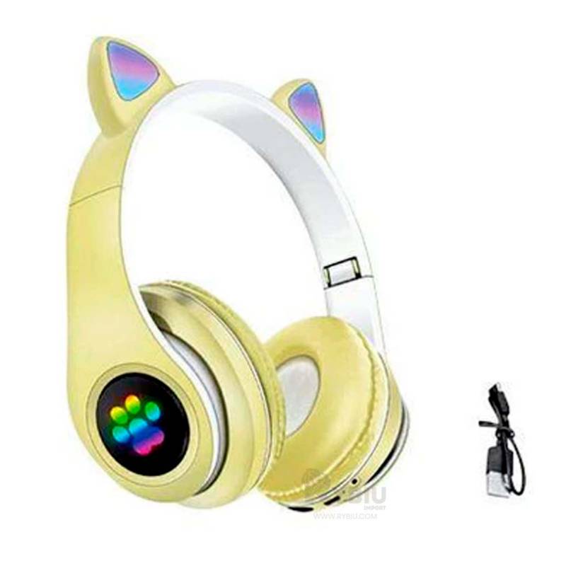Audífonos Bluetooth Unicornio Inalámbricos Con Luz Led para Niñas BLANCO  CON ROSA SEISA