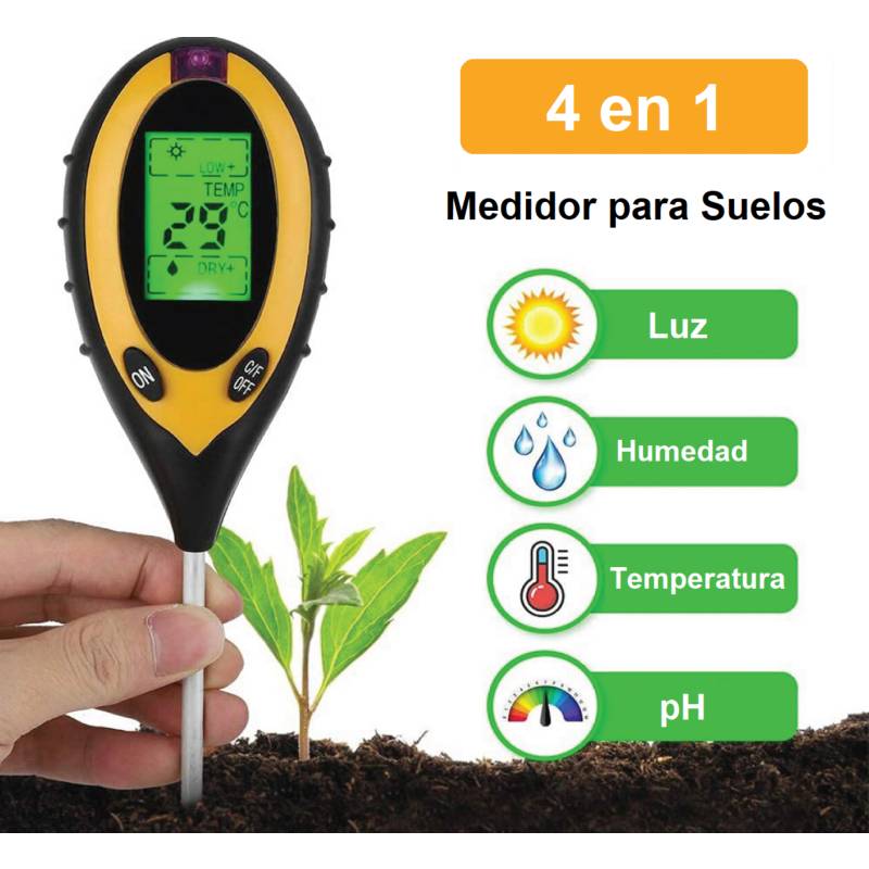 Medidor de pH, humedad, temperatura y luz de suelo YHEQUIPMENT YH-Soil4in1  