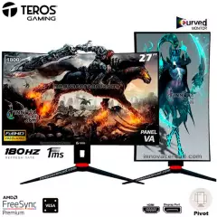TEROS - Monitor Gaming Teros Curvo 27 Full HD 180hz, 1MS, AMD FreeSync, Pivot