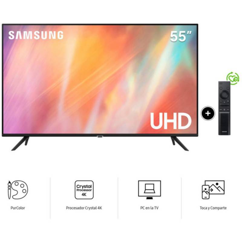 SAMSUNG - Televisor Smart Samsung UHD 4K 55 UN55AU7090 - negro