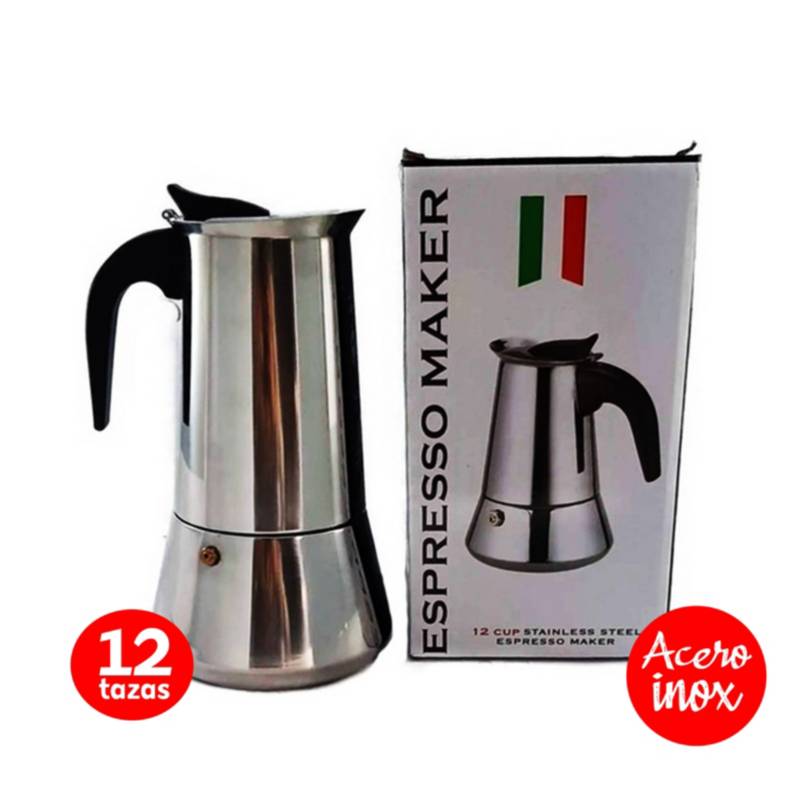 Cafetera Italiana para 12 Tazas Acero Inoxidable Espresso Maker GENERICO