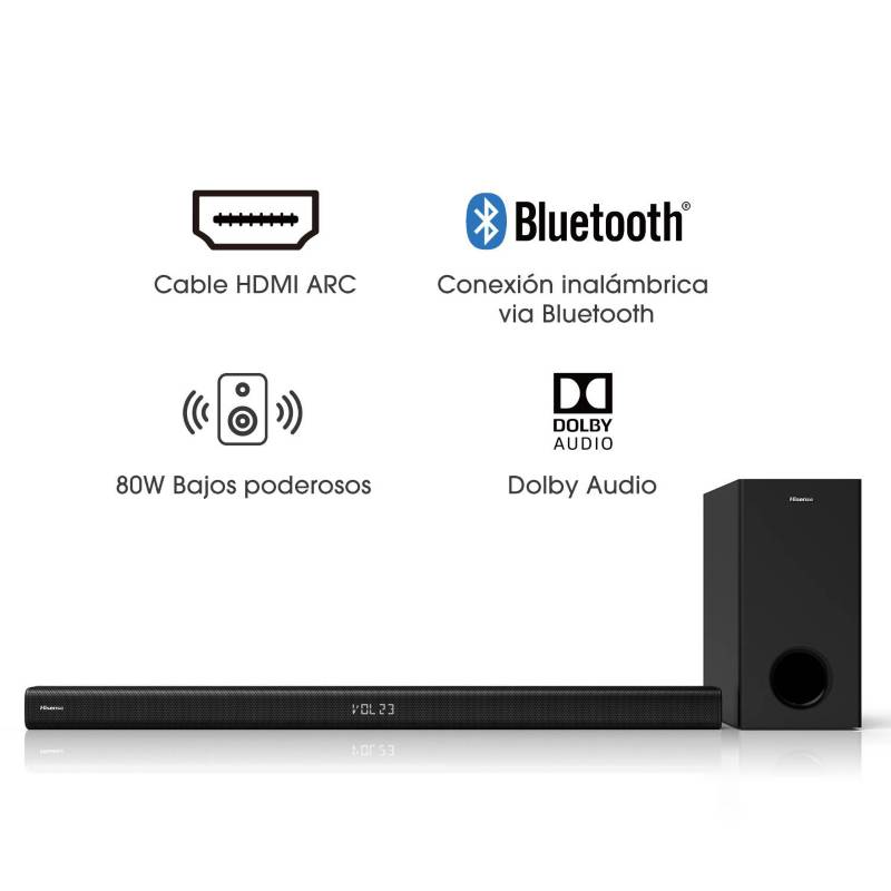 Soundbar Hisense HS218 2.1CH Wireless Subwoofer 200 Watts HISENSE