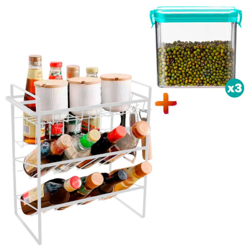 Especiero Con Divisiones Especias Organizador Cocina 4 En 1