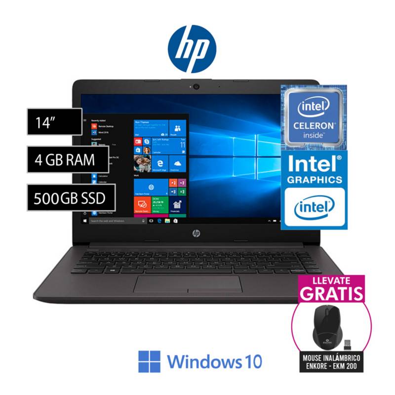 Laptop Hp 240 G7 Celeron N4020 4gb 500gb 14 W10 1d0f5lt Hp 8643