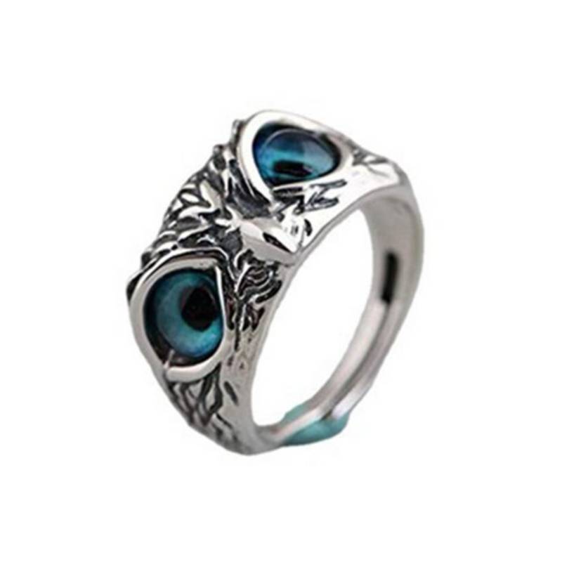 Búho de ojos azules en forma de anillo del regalo del día de san valentín  de las mujeres ajustables anillo animal GENERICO