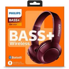 Philips audífonos bluetooth supraurales bass+ shb-3075 - rojo