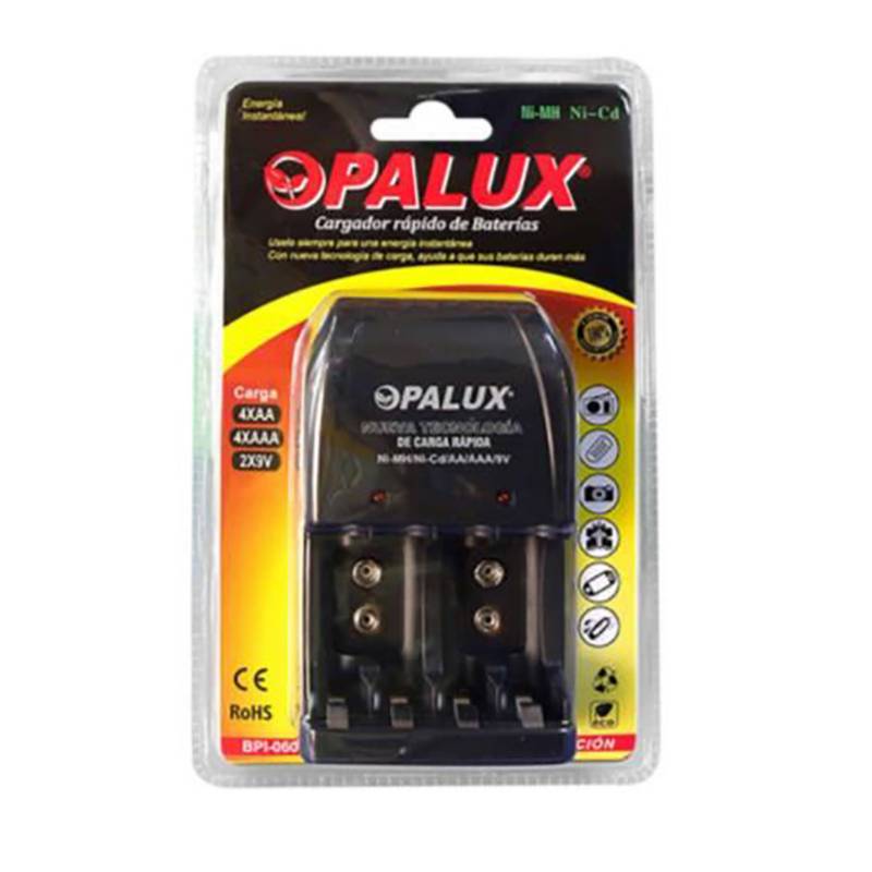 OPALUX - Cargador De PILAS -AA- -AAA- Y Batería 9V - OPALUX