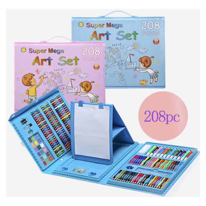 Mega set de arte 208 piezas dibujar y pintar juego niños y niñas