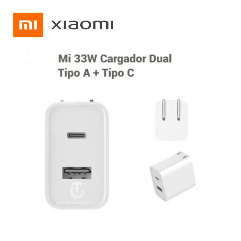 Cargador Carga Rápida USB A y C Xiaomi / De Pared / 33 W / Blanco