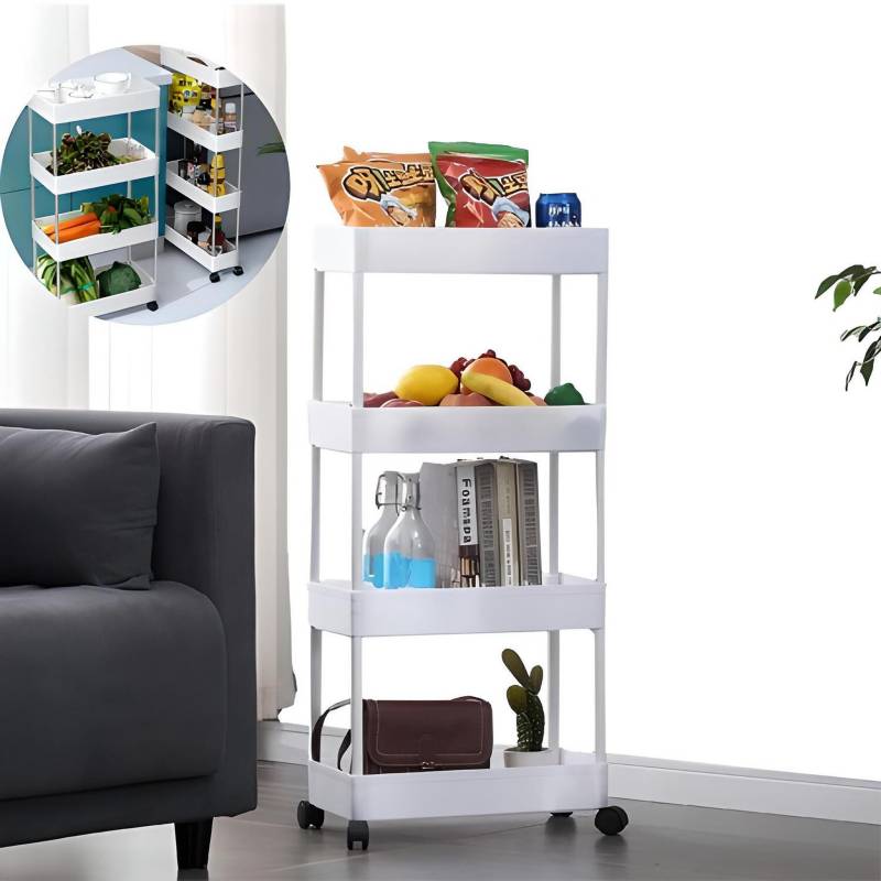 Verdulero Organizador Plegable de Cocina 4 Niveles Blanco