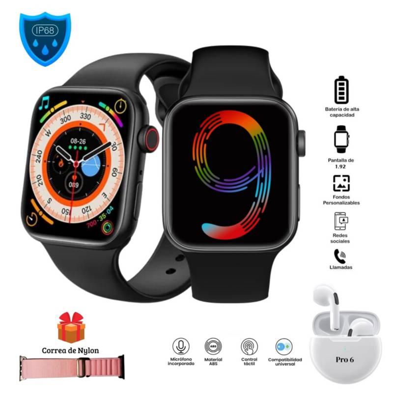 Smartwatch i9 Negro + Audifonos P9 Pro Max Verde