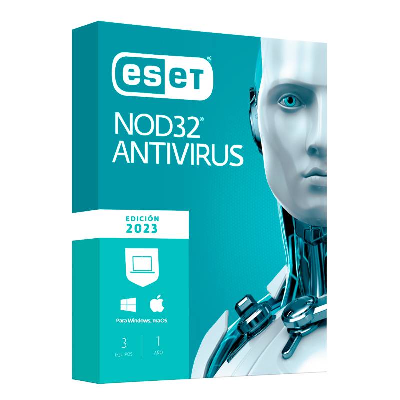 ESET - Eset NOD32 AntiVirus Edicion 2023 para 3 PC's Licencia 1 año.