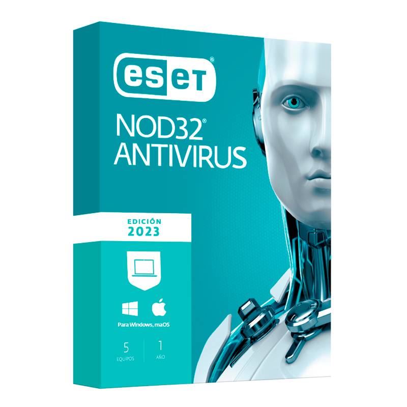 ESET - Eset NOD32 AntiVirus Edicion 2023 para 5 PC's Licencia 1 año.