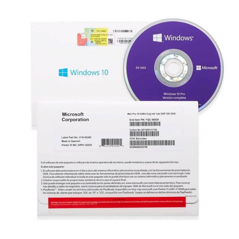 MICROSOFT - Windows 10 Pro OEM DVD Spanish