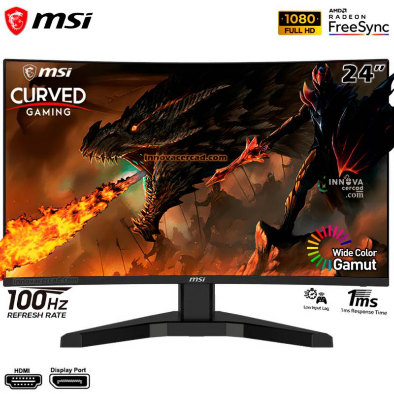 Monitor Gamer Curvo MSI 23.6 FHD VA HDMI/VGA 75Hz 8MS FreeSync Optix G24VC