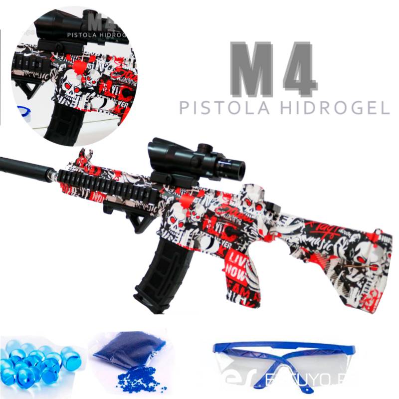 OEM - Pistola de Juguete Hidrogel M4 - Electrico- Rojo